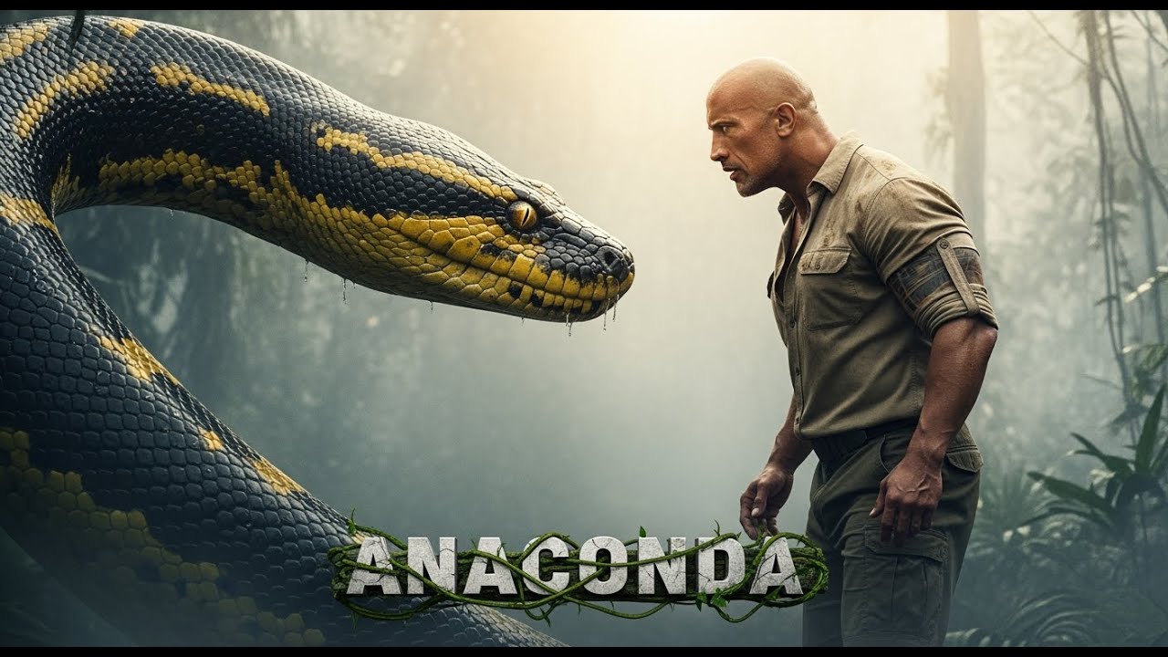 Dwayne Johnson facing giant anaconda Anaconda 2026 fan concept trailer