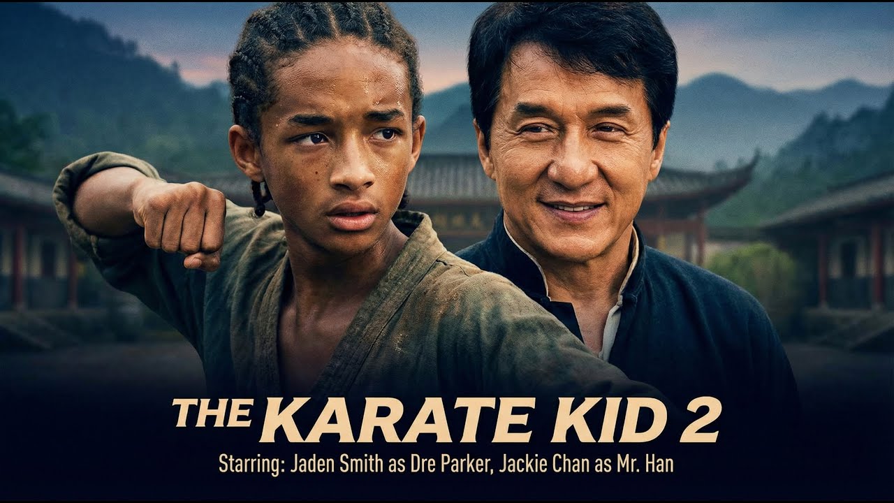 The Karate Kid 2 2026 official movie poster starring Jaden Smith and Jackie Chan