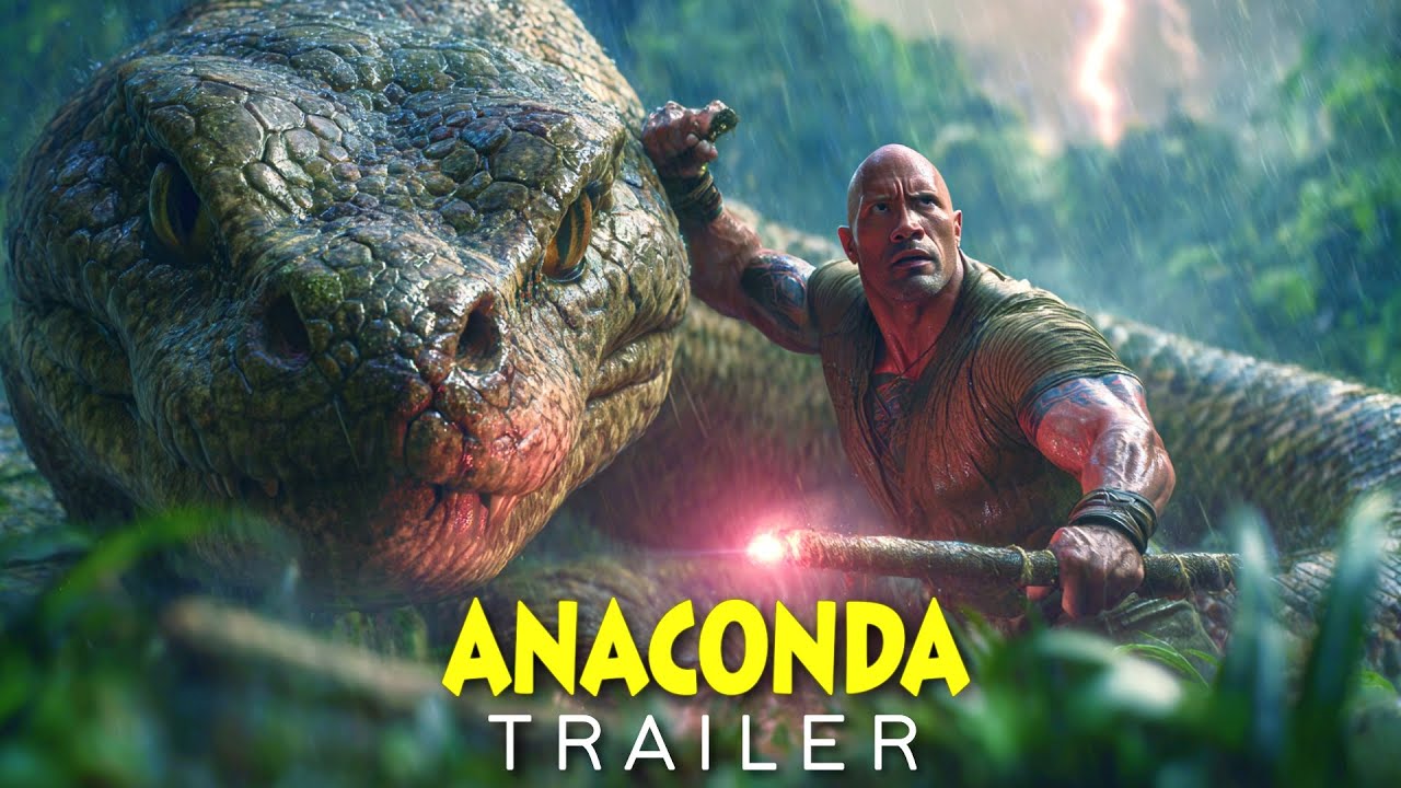Dwayne Johnson battling giant anaconda Anaconda 2026 concept art