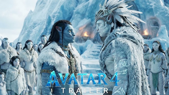 Avatar 4 Trailer - Jake Sully and Metkayina clan leader facing each other in icy landscape