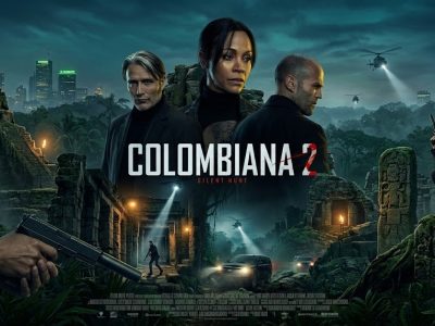 Official cinematic poster for Colombiana 2: Silent Hunt starring Zoe Saldana, Jason Statham, and Mads Mikkelsen in 16:9 aspect ratio.