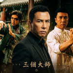 Donnie Yen, Jackie Chan and Arnold Chow as The Three Martial Arts Masters in dramatic action pose