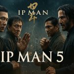 "Ip Man 5 trailer poster with Donnie Yen as Ip Man, Jackie Chan, and Keanu Reeves in an epic martial arts showdown"