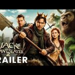 Jack the Giant Slayer 2 official trailer poster featuring Nicholas Hoult as Jack wearing a crown and holding a giant axe, alongside Ewan McGregor, Eleanor Tomlinson, and a roaring giant monster