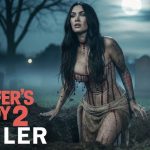 Megan Fox covered in blood rising from a grave in Jennifer's Body 2 2026 concept trailer spooky cemetery night scene