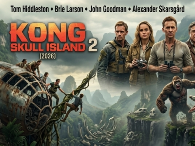 Kong Skull Island 2 2026 official poster featuring Tom Hiddleston, Brie Larson, John Goodman and Alexander Skarsgård