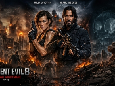 Resident Evil 8 The Final Nightmare 2026 official poster starring Milla Jovovich and Keanu Reeves