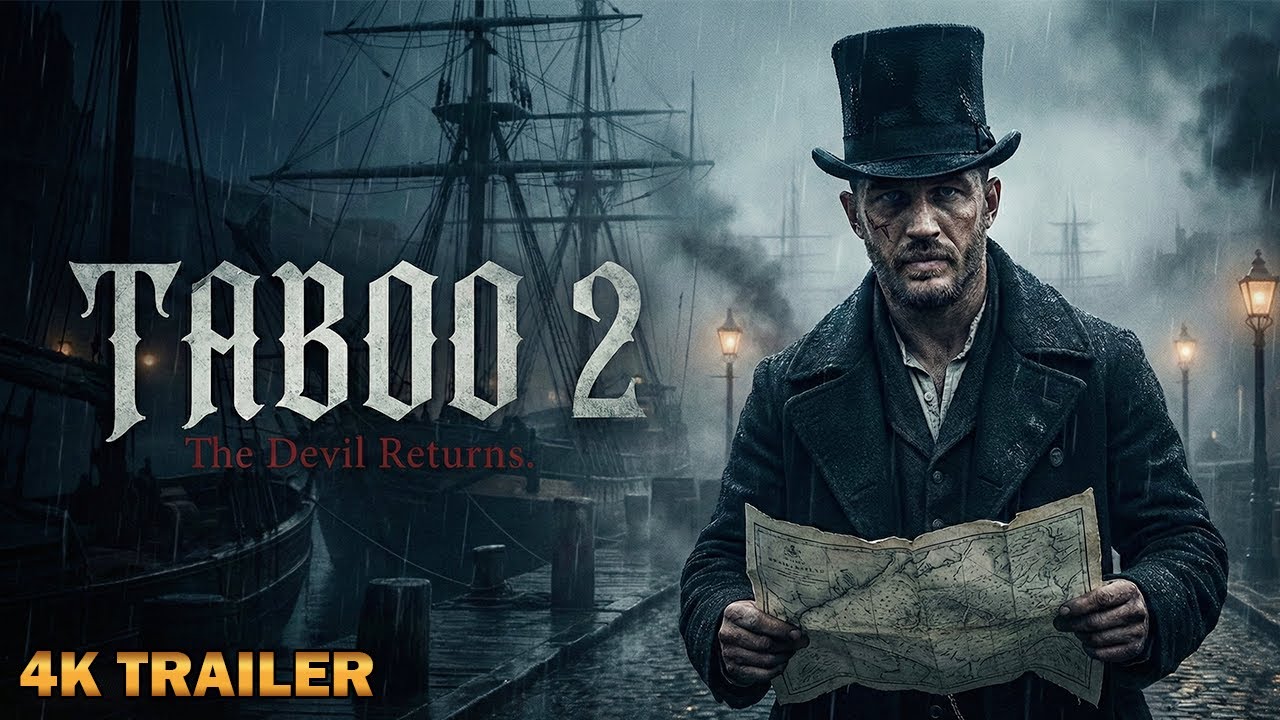 Tom Hardy holding map in rainy harbor scene Taboo Season 2 teaser