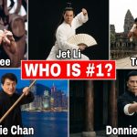 "Martial arts legends collage featuring Bruce Lee, Jet Li, Tony Jaa, Jackie Chan, and Donnie Yen with text Who Is #1?"