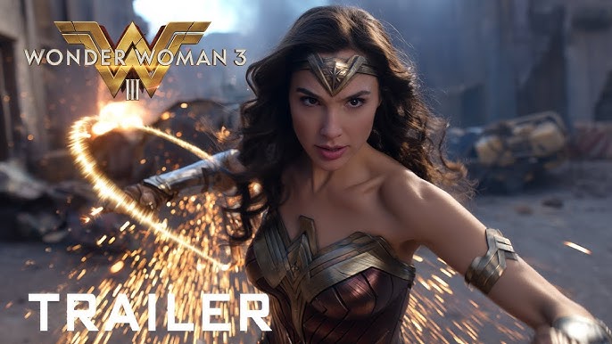 Wonder Woman 3 trailer - Gal Gadot as Wonder Woman swinging the Lasso of Truth with sparks